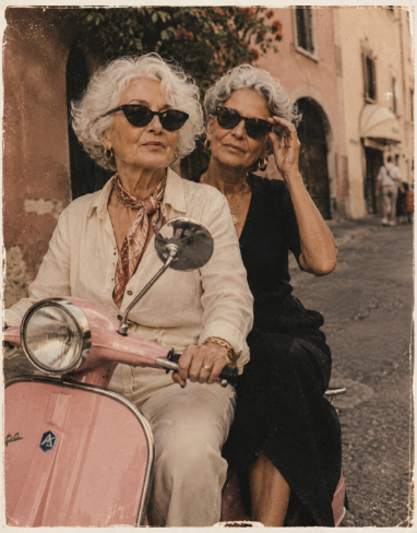 mamie sur un scooter
